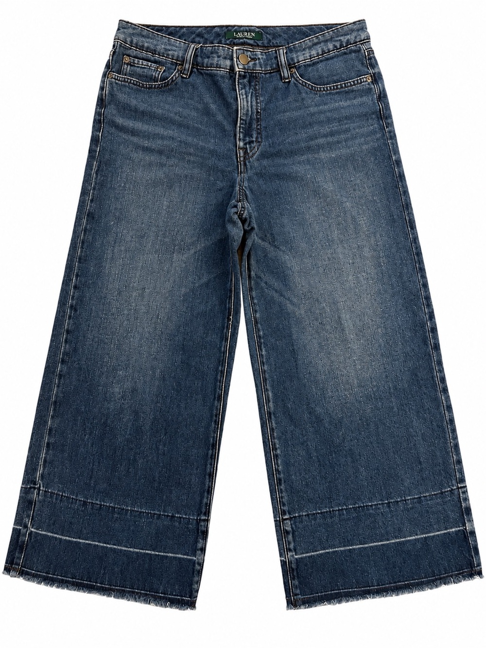 Ralph Lauren Women's Dark Blue Cropped Wide-Leg Jeans